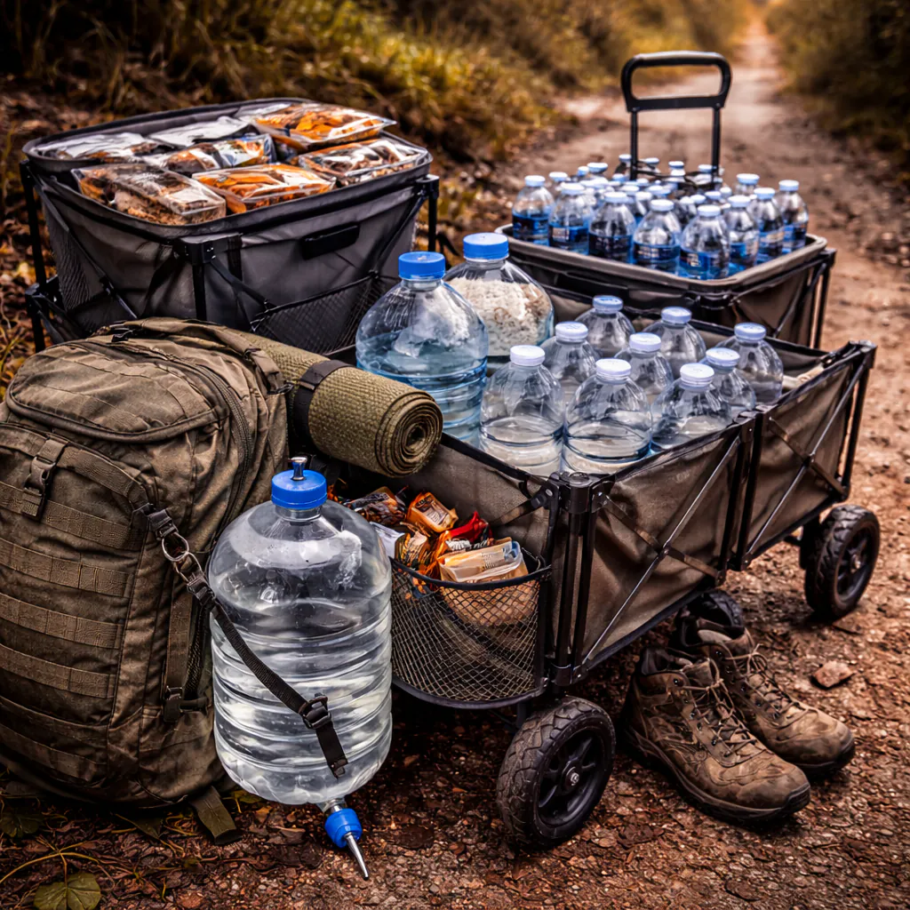 Transport von Wasser & Nahrung: wie du dich nicht überhebst