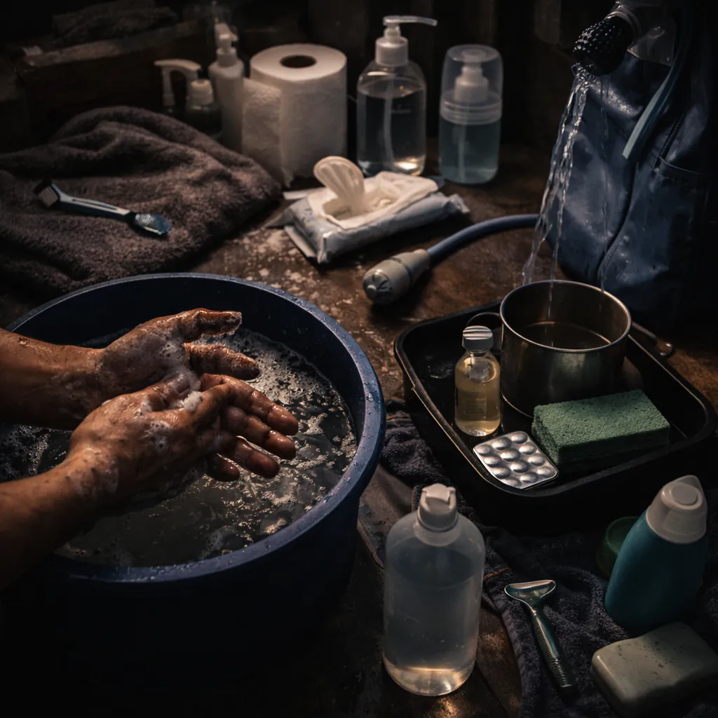 Notfall-Hygiene ohne Wasser: Hände, Geschirr, Körper